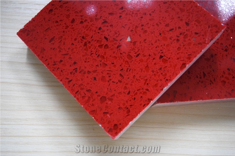 Wholesale Shining Red Quartz Stone Top Quality Man-Made Quartz Stone Slabs & Tiles,Qualified for European Standards,More Durable Than Granite,Thickness 2/3cm with the Perfect Final Touch