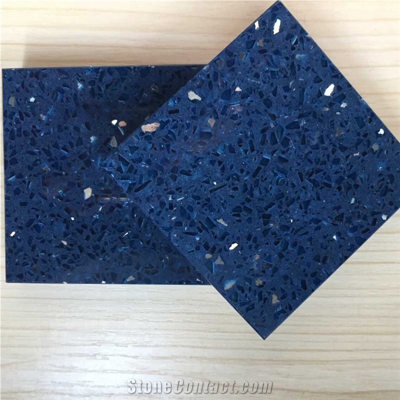 Wholesaler Of China Man-Made Quartz Stone Sparkle Blue Shining Series,More Durable Than Granite,No Radiation,Environmentally-Friendly,A Great Fit for Multifamily/Hospitality Projects