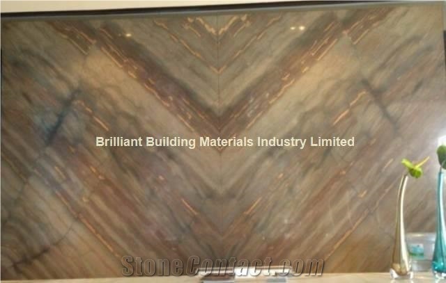 Luxury Elegant Brown Quartzite Background Wall Tiles, Brazil Brown Quartzite