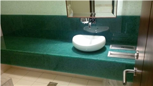 Shiny Coloured Bathroom Artficial Green Jade Glass Stone Wash Basin