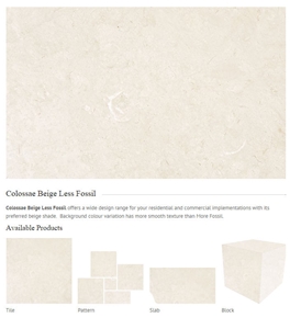 Colossae Beige Marble Less Fossil Tiles & Slabs, Beige Marble Turkey