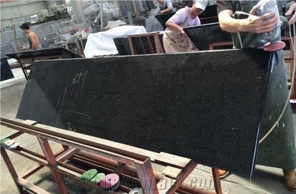 China Yuexi Black Galaxy Granite Kitchen Countertops