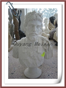 Western Man Marble Head Bust Statue, Fangshan White Marble Statues