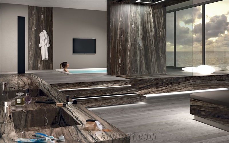 Sequoia Brown Quartzite Bath Design