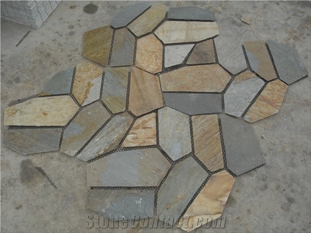 China Multicolor Slate Random Flagstones,Loose Wall Stone