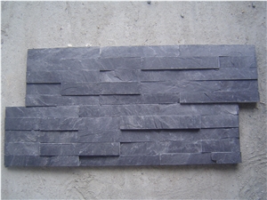 China Black Slate Stacked Stone / Cultured Stone Wall Cladding,15x60cm