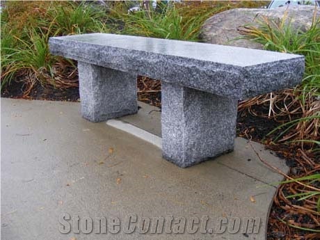Chinese Light Grey Granite Simple Exterior Landscaping Benches / Garden & Park Bench Decoration