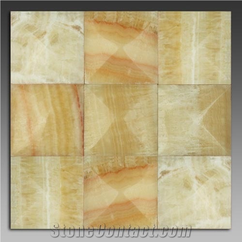 High Polished Honey Onyx Tridimensional Natural Stone Wall Mosaic Tiles
