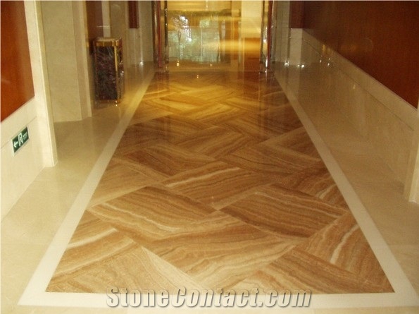 Wood Grain Yellow Marble Slabs & Tiles,Hotel Floor Covering Tile Match Pattern / Interior Decoration Project Stone