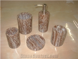 Bark Ish Red Marble Bath Accessories/Sets