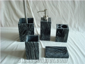 China Antique Black Wooden Vein Marble Bath Accessories/Sets