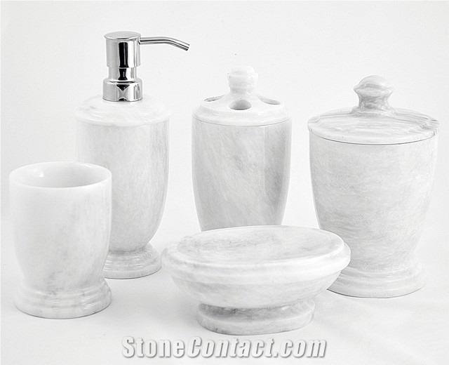 White Alabaster Onyx Bath Accessories/Bathroom Sets