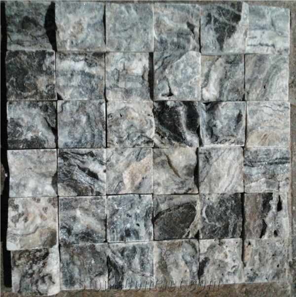 Silver Travertine Split Mosaic