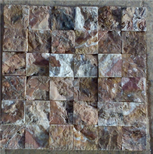 Silver Travertine Split Mosaic