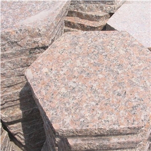 China Hexagonal Red Granite Cube Stone, Stepping Paver Stone