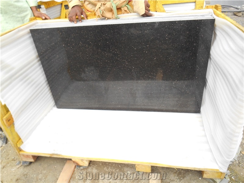 Black Galaxy Tiles,Stairs and Slabs,A Grade Black Granite