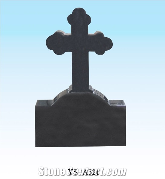 China Black Stone Cross Headstone
