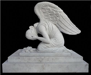 White Marble Stone Angel Tombstone