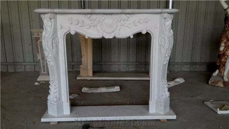 China Beige Marble Hand Carving Fireplace Mantel Cheap Prices, Henan Beige Marble Fireplace Mantel