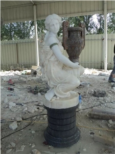 China White Marble Carving Western Girl Sculpture & Statue, White Marble Statues