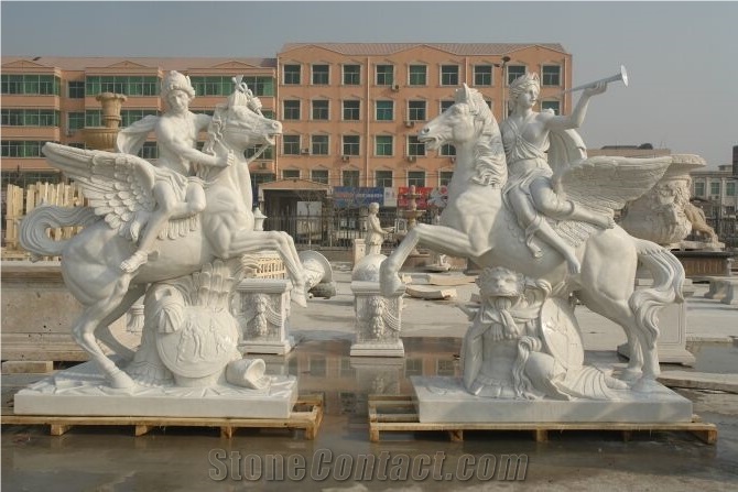 China White Marble Western Sculpture Mother and Children Angel Greece God Warrior