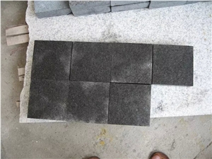 Dark Grey Granite Flamed Surface Cube Stone Cobble Stone Paving