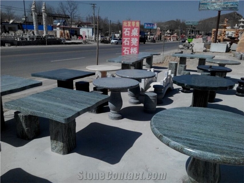 External Street Outdoor Garden Stone Tables and Seat Bench