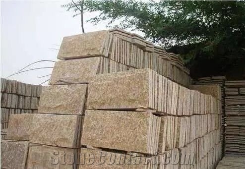 Golden Sand Yellow Quartzite Mushroom Surface Wall Tile Clading Panel Natural Surface