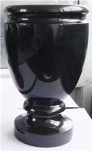 Shanxi Black Absolutely Black China Black Granite Western Style Grave Vases Urns Crosses