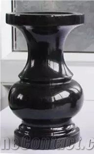 Shanxi Black Granite Western Style Grave Vases Urns Candle Plates