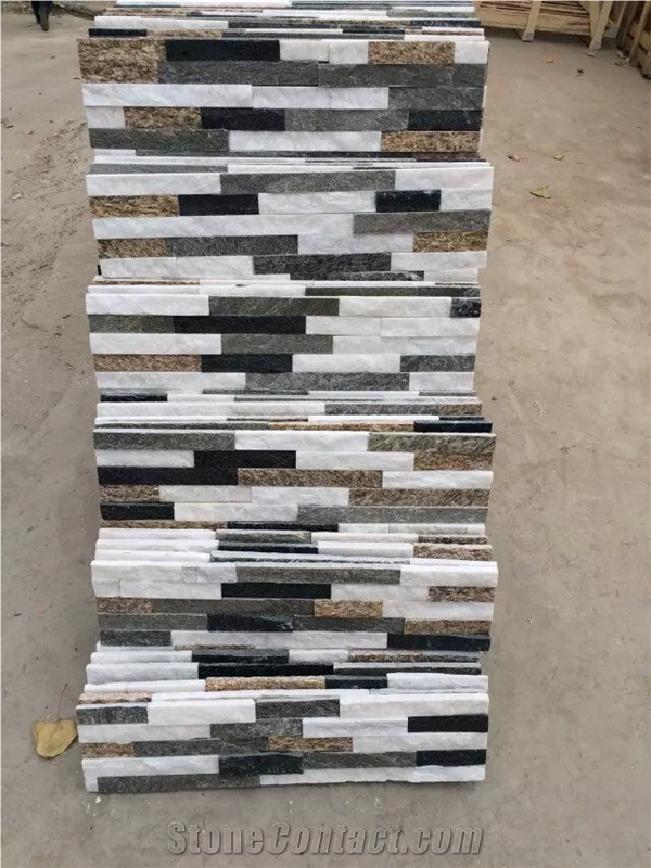 Slate Sandstone Marble Quartz Mixed Multicolor Wall Cladding Culture Stones Stack Stone Feature Wall