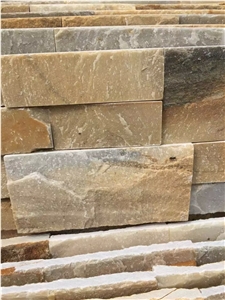 Yellow Slate Cultured Stone Wall Cladding Panel Ledge Stone Stacked Stone Veneer