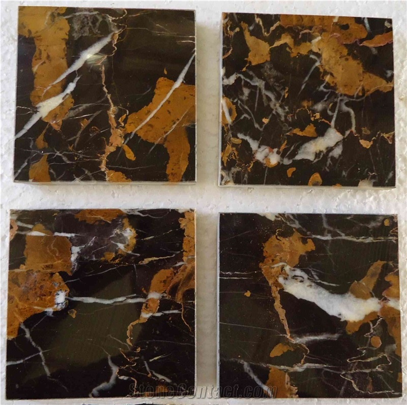 Black Portoro, Italian Replica Marble Slabs, Black Gold Marble Tiles & Slabs