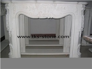 Beige Marble Fireplace Mantel ,Western Style Fireplace,Marble Fireplace