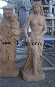 Beige Sandstone Mother Of God Sculpture & Statue/Virgin Mary/Religious Sculptures