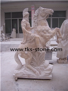 Beige Statue& Sculptures,Stone Roman Soldier Sculpture,Human Sculptures,Western Statues, Garden Sculptures,Beige Marble Sculptures