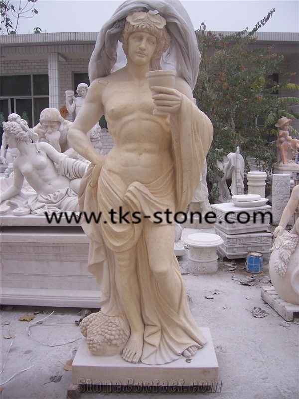 Beige Statue& Sculptures,Stone Roman Soldier Sculpture,Human Sculptures,Western Statues, Garden Sculptures,Beige Marble Sculptures