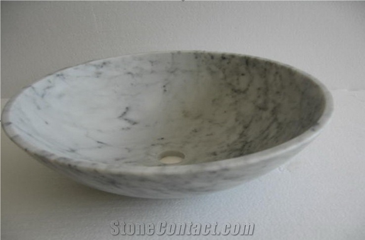 Bianco Carrara White,Carrara White,White Marble Basins,Round Basins,Bathroom Basins,Vessel Sinks,Natural Stone Sinks&Basins