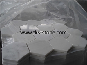 Bianco Carrara White Marble Mosaic,Hexagon Mosaics,Mosaic Pattern,Polished Mosaic,Oriental White Mosaics,Dynasty White Mosaics