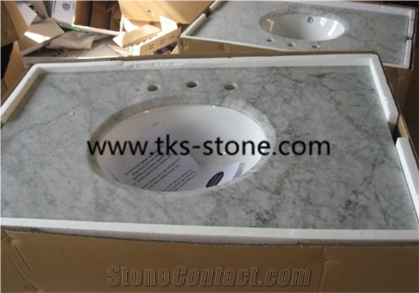 Bianco Carrara White Marble Vanity Tops Countertops ,Italy White Marble Bathroom Countertops,