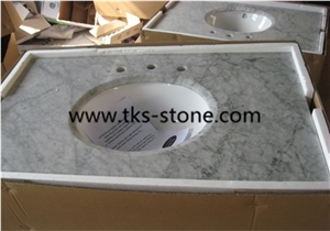 Bianco Carrara White Marble Vanity Tops Countertops ,Italy White Marble Bathroom Countertops,