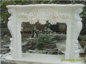 Bianco Statuario Marble Fireplace,Diamante White Marble Fireplace