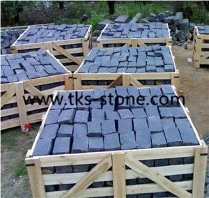 Black Cobble Stone,Basalt Black Cube Stone,Cobble Stone,Six Sides Natural Stone