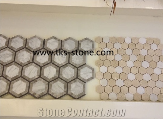 Calacatta Gold Marble Mosaic Tiles, Italy White Marble Mosaic, Calacatta White Marble Mosaic Tiles, Hexagon Marble Mosaic Tiles,Stips Mosaics, Herringbone Mosaics