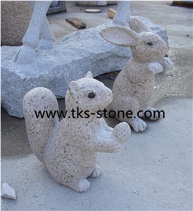 China Beige Granite Landscape Cute Animal Sculpture,Natural Stone Handcarved Garden Decoration Squirrel Statues,Squirrel Sculpture & Statues,Animal Sculptures
