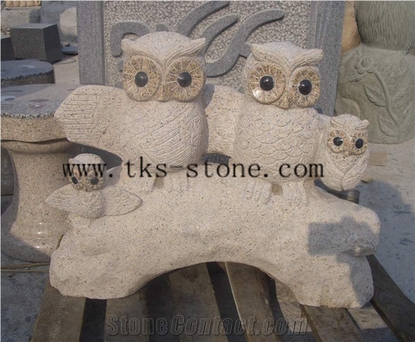 China Beige Granite Night Owl Sculpturse/Owl/Handicraft Works/Animal Sculptur
