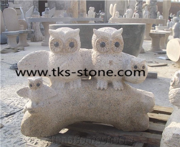 China Beige Granite Owl Sculpture & Statue,Night Owl,Animal Sculptures,Bird Sculptures,Statues,Garden Sculptures