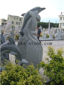 China Black Granite Dolphins Jumping/Animal Sculptures/ Dolphin Carving