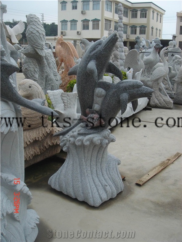 China Black Granite Porpoise Sculptures/ Dolphin Carving/ Delphinus Delphis Sculpturse/Dolphins Jumping/Chinese Carving