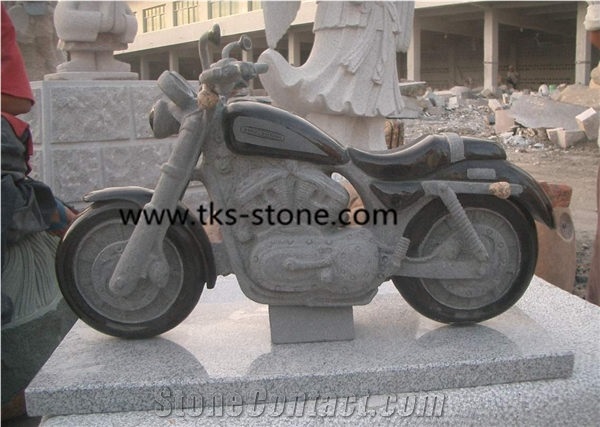 China Black Marble Sculptured Art Wor, Stone Art, Creative Stones & Works, Motorcycle Sculpture